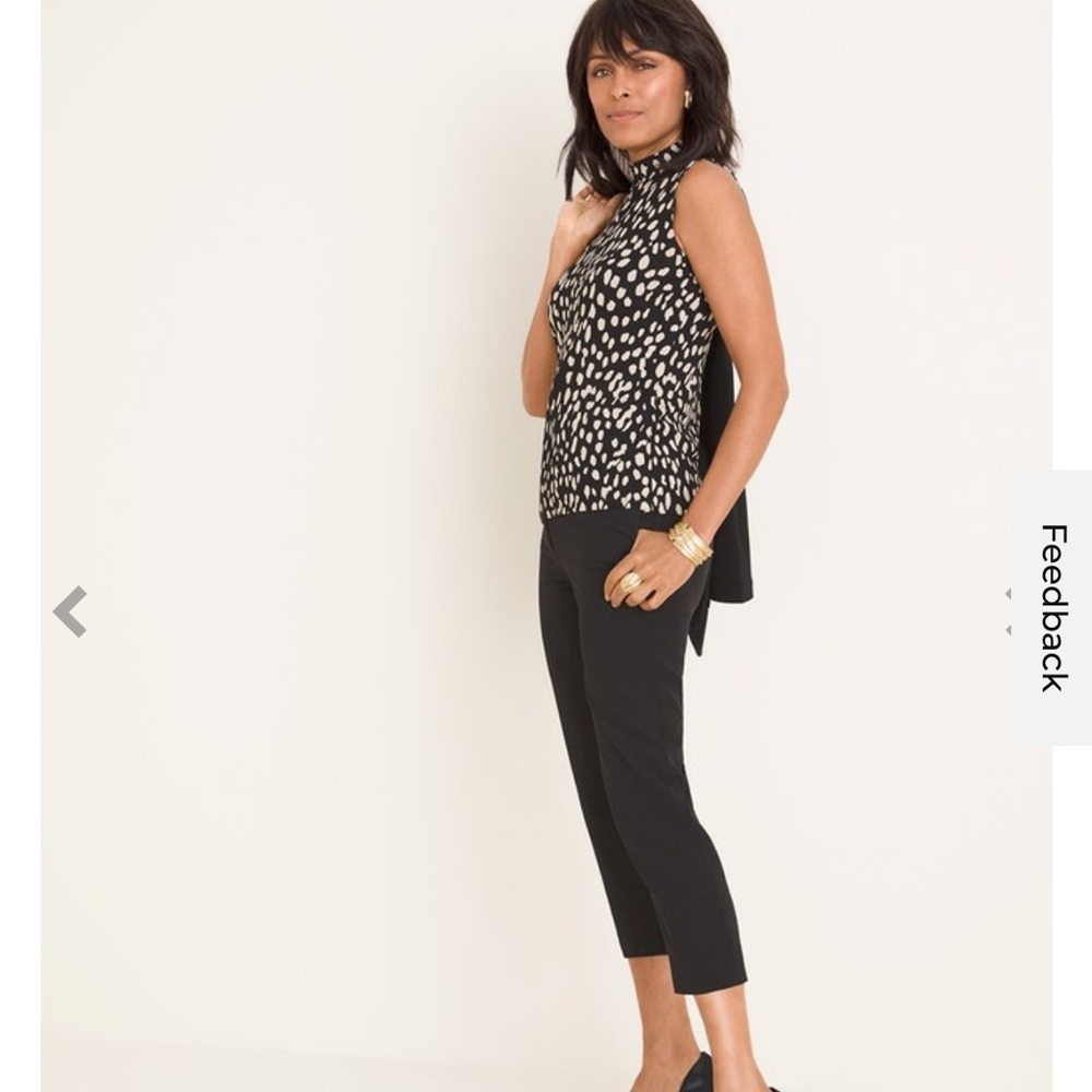 Chico’s Mock Neck Animal Print Top Size 2
